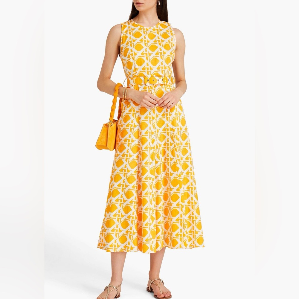 Diane Von Furstenberg Yellow and White Sleeveless Dress